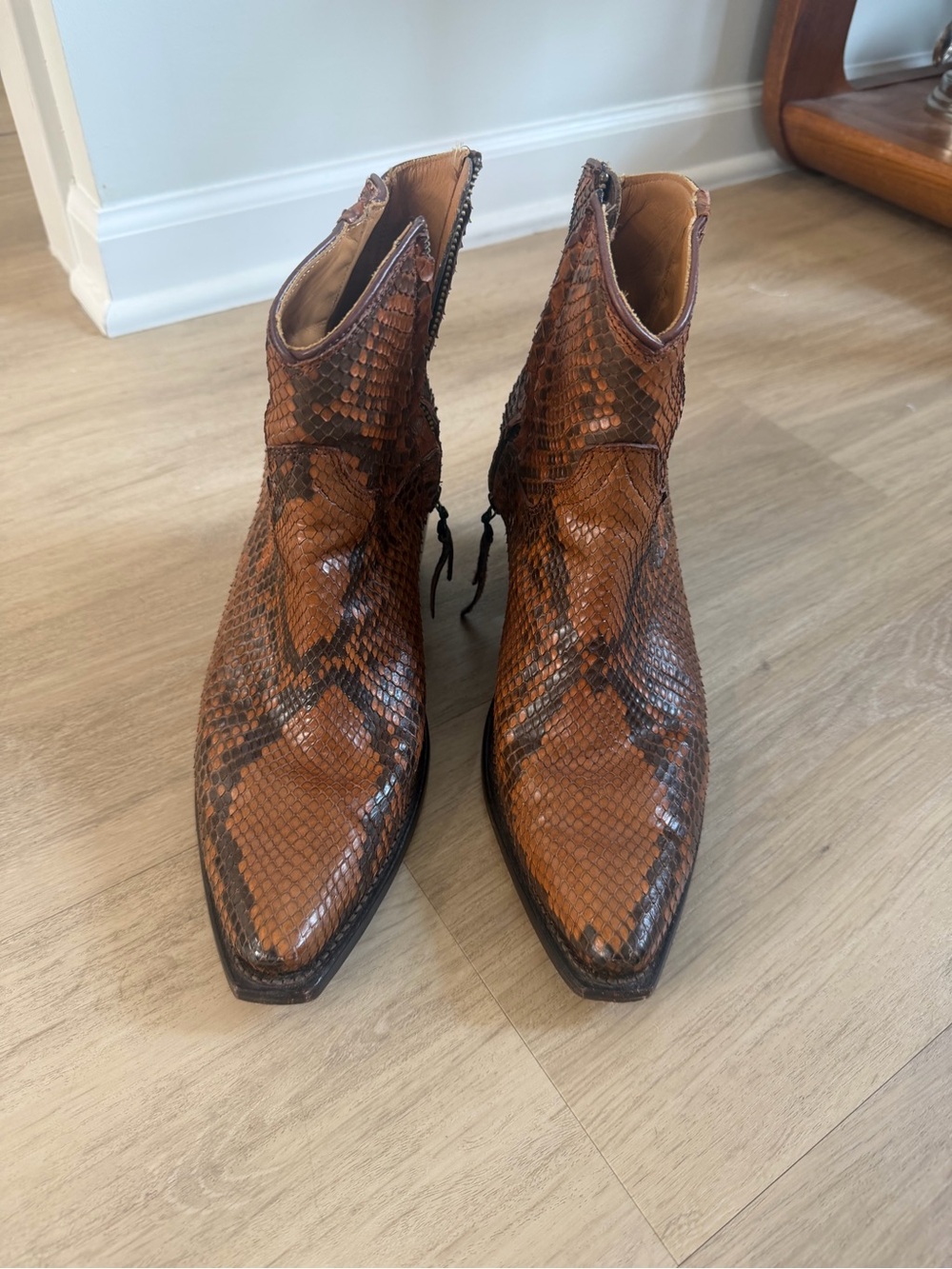 Tecovas Brown python Heeled Ankle Boots